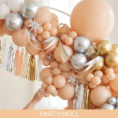 Vista 8 de PartyWoo - Globos nude de 140 piezas en diferentes tamaños de 18, 12, 10, 5 pulgadas, kit de arco de globos de color neutro y melocotón estilo boho