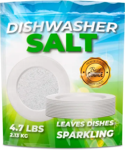 Vista 5 de Sal de lavavajillas prémium de 4.7 libras para suavizante de lavavajillas, recomendada para Meile, Bosch, Thermador, Whirlpool y todas las demás