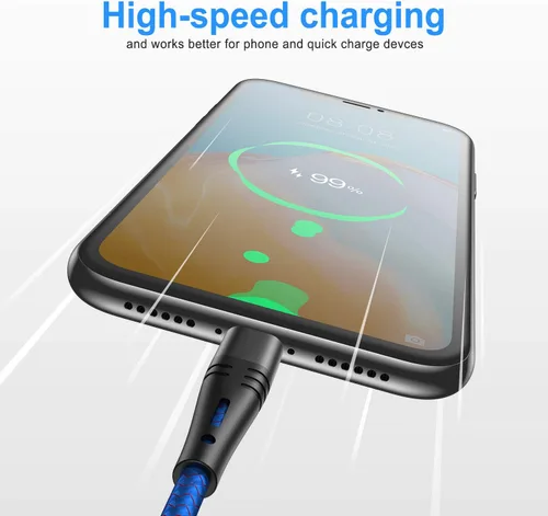 Vista 2 de Cable micro USB de 10 pies, cargador de teléfono Android, paquete de 2 cables de carga extralargos de nailon trenzado rápido y duradero para Samsung