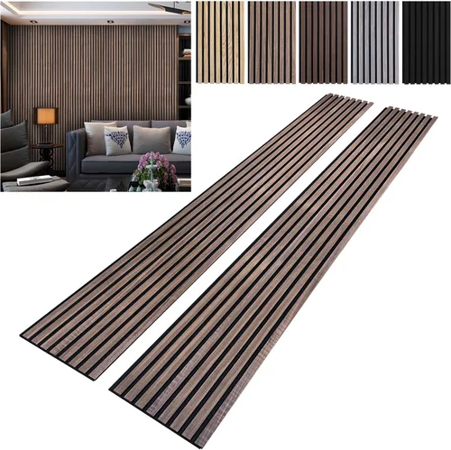 Vista 7 de YLL YLL Paneles de Pared de Madera YLL YLL Paneles de Pared Acústicos para Decoración de Pared Interior Dos 94.68" x 12.79" Panelado de Listones