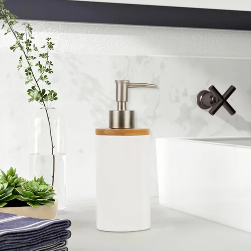 Vista 3 de Dispensador de jabón de cerámica, dispensador de jabón de manos, líquido recargable, ideal para cocina y baño, decorativo, paquete de 2