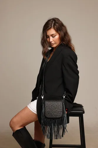 Vista 6 de Montana West Bolso bandolera con flecos estilo occidental para mujer