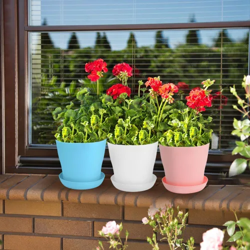 Vista 5 de OALCQ Macetas de 5 Pulgadas 24 Piezas, Macetas de Flores para Plantas de Interior, Macetas para Suculentas, Macetas Pequeñas con Drenaje, Macetas