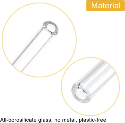 Vista 4 de uxcell Pajitas de vidrio reutilizables, 8 popotes de repuesto de vaso de viaje de 7.874 x 0.236 in con dos cepillos de limpieza para bebidas de té