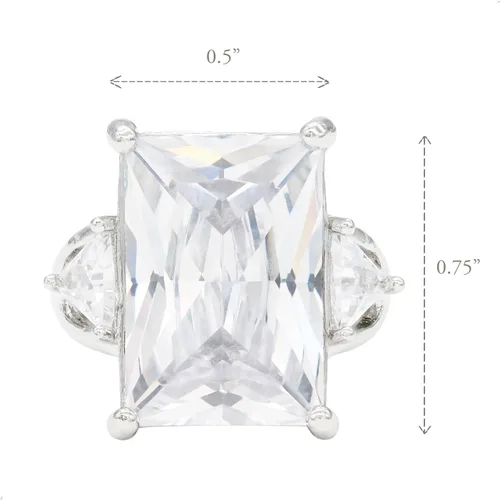 Vista 3 de Lavencious Anillos grandes y radiantes con piedras CZ elásticas para mujer, talla 7-9