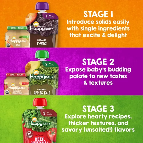 Vista 6 de Happy Baby Alimento orgánico para bebés de zanahorias etapa 1, 4 onzas