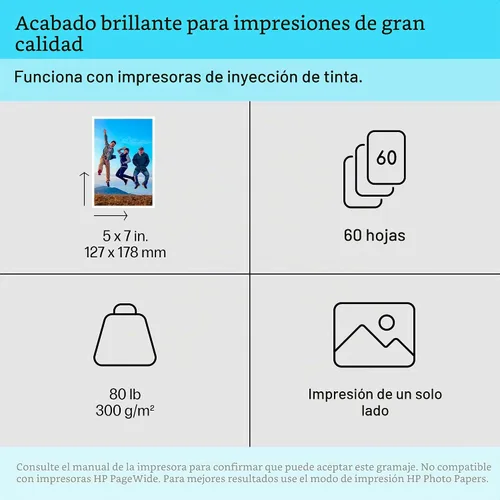 Vista 2 de HP Premium Plus papel fotográfico, brilloso, de 5 x 7 pulgadas. Paquete de 60 hojas