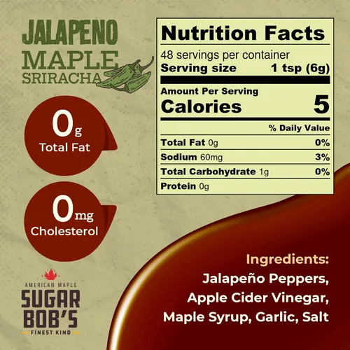 Vista 4 de Sugar Bob's Finest Kind, Paquete variado de salsa picante y juego de regalo, incluye salsas picantes Vermont Maple Sriracha, Jalapeño y Habanero