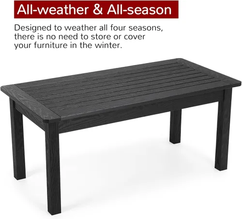 Vista 4 de Stoog Mesa auxiliar para exteriores, mesa auxiliar de madera de polietileno para todo tipo de clima, mesa auxiliar rectangular para patio trasero