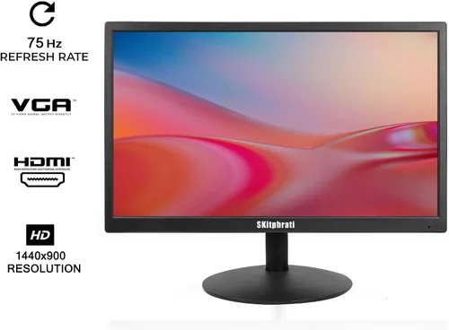 Vista 2 de SKitphrati Monitor de PC de 17 Pulgadas LED Monitor 1440x900, 75HZ, 5Ms, 16:10, Ángulo de Visión 95°(Horizontal), Panel TN, Montable en Pared VESA