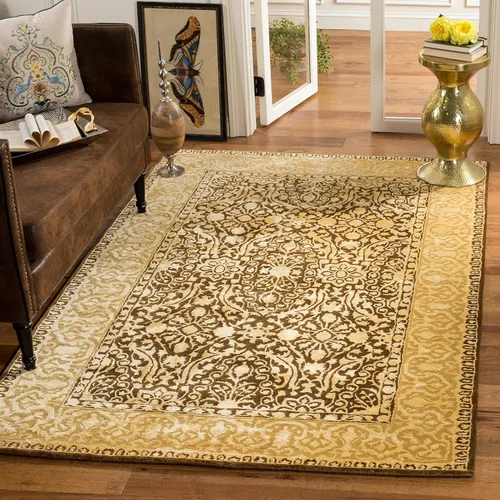 Vista 5 de SAFAVIEH Silk Road Collection SKR213G - Alfombra decorativa de lana tradicional hecha a mano, 2 x 3 pies, color granate y marfil
