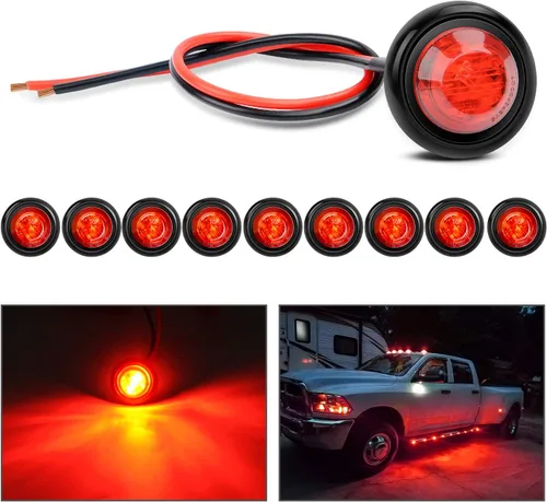 Vista 27 de Nilight Luz de marcador redonda de 3/4 pulgadas, 10 unidades, luz LED ámbar de separación, 2 conectores, indicadores laterales, luces de bala IP68