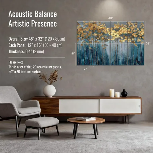 Vista 2 de Paquete de 8 paneles acústicos artísticos, paneles decorativos de pared, paneles autoadhesivos de absorción de sonido de 47.2 x 31.4 pulgadas