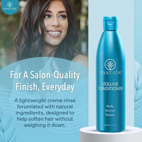 Vista 3 de Ovation Hair Acondicionador de volumen – Acondicionador ligero para cabello fino – 12 oz – Enjuague ligero para cabello voluminoso y con volumen