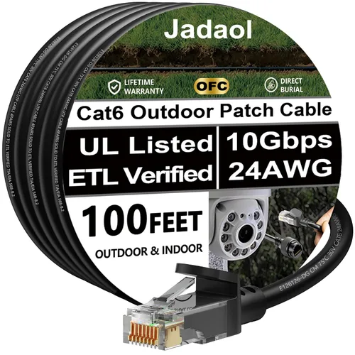 Vista 26 de Cable Ethernet Cat 6 de 1 pie (paquete de 6), para exteriores e interiores, compatible con red Cat7 de 10 Gbps, cable de conexión LAN plano