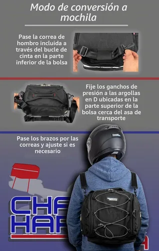 Vista 3 de Chase Harper USA 4200 Hideaway Tail Trunk - Resistente al agua, resistente al desgarro, nailon balístico de grado industrial Negro
