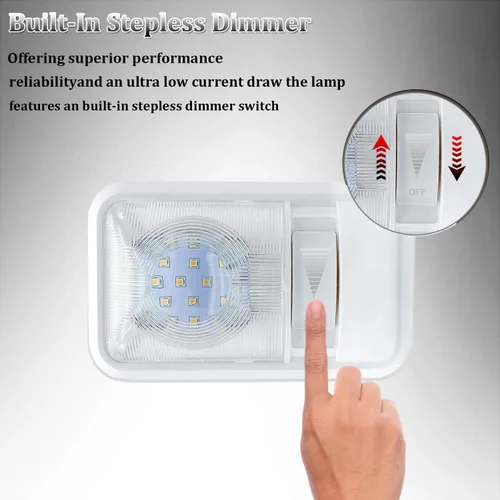 Vista 2 de PSEQT Cúpula de techo regulable para autocaravana, luz individual, 24 LED, iluminación interior ajustable para automóvil, barco, remolque, cámper
