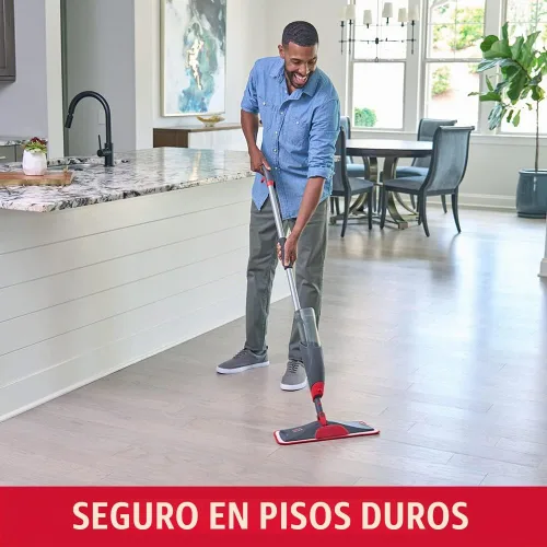Vista 2 de Rubbermaid Reveal - Kit de limpieza de suelos con trapeador rociador, 3 almohadillas húmedas de microfibra reutilizables, 1 botella rellenable
