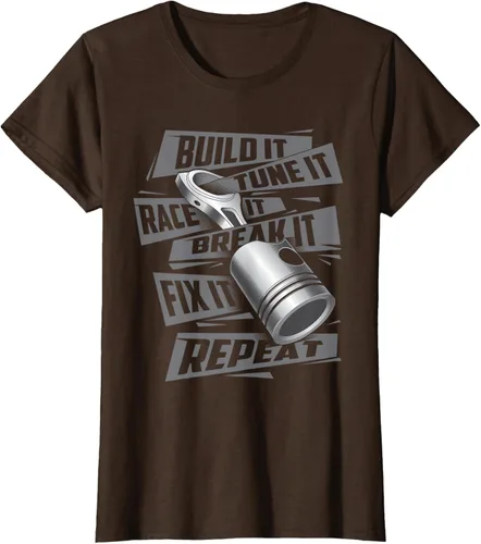 Vista 22 de Build It Tune It Race It Break It - Camiseta para entusiastas de los coches de carreras, talla S Negro