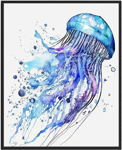 Vista 33 de WIldlife - Póster impreso de pez pescador, impresiones abstractas de animales de acuarela, obras de arte de naturaleza para sala de estar