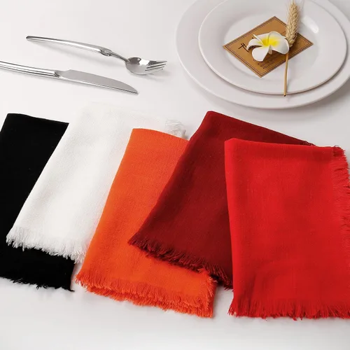Vista 9 de Juego de 8 servilletas de tela de lino de algodón para el día de San Valentín, servilletas hechas a mano con flecos para bodas elegantes, Navidad