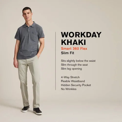 Vista 4 de Dockers Pantalones Slim Fit Workday Khaki Smart 360 Flex para hombre