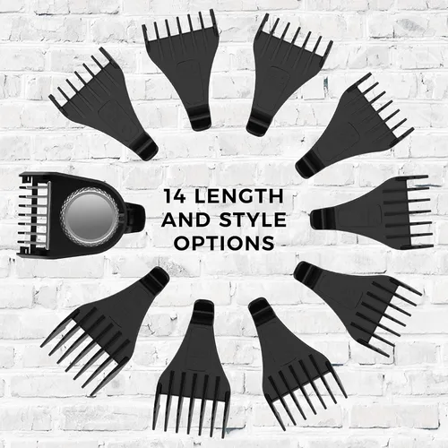 Vista 7 de Remington Ultimate Precision Multigroomer Powered Clipper, juego de 11 piezas, kit de peluquería de pelo negro