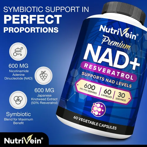 Vista 4 de Nutrivein Paquete de suplementos de resveratrol y resveratrol NAD de alta calidad: potente par de suplementos sinérgicos mejorados con hoja de té