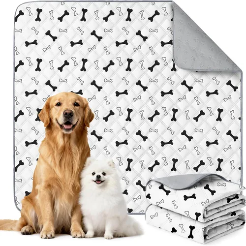 Vista 23 de Eterish Paquete de 2 almohadillas reutilizables y lavables para orina para perros, grandes, extragrandes, 36 x 41 pulgadas, paquete de 2 Beige