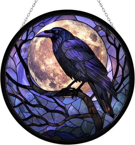 Vista 15 de Atrapasol de vidrio emplomado bohemio con diseño de árbol de la vida para 4 estaciones, colorido adorno de pared de ventana pintado a mano, regalo