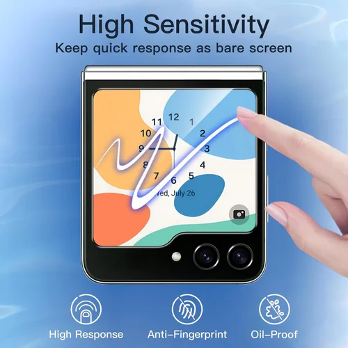 Vista 6 de JETech Protector de pantalla de privacidad frontal para Samsung Galaxy Z Flip 5, película de vidrio templado antiespía con herramienta de fácil