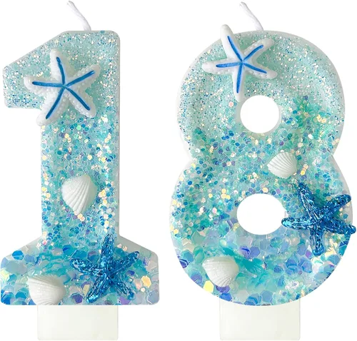 Vista 19 de Zlongron Vela número 1, velas de cumpleaños hechas a mano, decoración de pastel de cumpleaños de sirena es muy adecuada para cumpleaños, fiestas