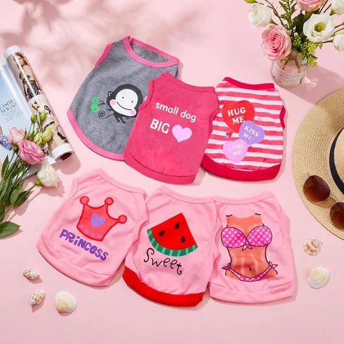 Vista 4 de Frienda Paquete de 6 ropa para perros pequeños, bonitos patrones, talla XS