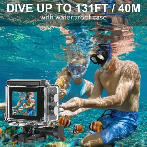 Vista 6 de Cámara de acción 4K 30FPS Cámara impermeable subacuática 131 pies con aplicación EIS WiFi Control remoto Tarjeta de 64 GB 170 ° Gran Angular Casco