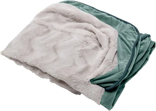Vista 19 de Furhaven Funda de repuesto para cama de perro, estilo sofá, de pelo sintético y terciopelo, color salvia oscura, talla M