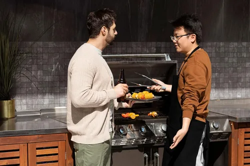Vista 3 de Delantales de chef Cocinar hornear a la parrilla para restaurante casero Delantales de cocina premium con doble bolsillo para hombres y mujeres