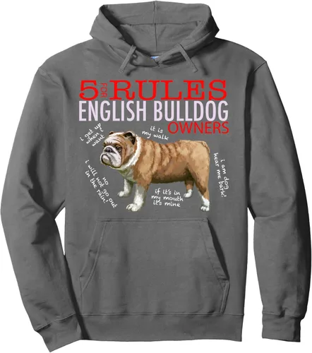Vista 7 de 5 Reglas para los propietarios de bulldog inglés Sudadera con capucha Negro