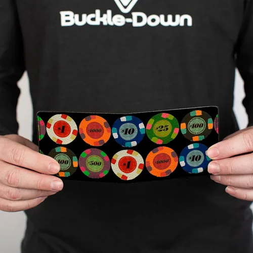 Vista 4 de Buckle-Down Billetera plegable de PU para hombre, fichas de póquer 1, multicolor, 4.0" x 3.5", Varios