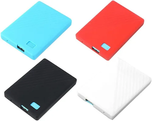 Vista 7 de Paquete de 2 fundas protectoras de silicona líquida suave compatibles con WD 4 TB/5 TB My Passport disco duro externo portátil, disco duro, a prueba