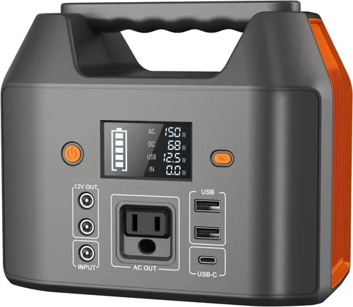 Vista 9 de Estación de energía portátil EnginStar, banco de energía de 150 W y 155 Wh con salida de CA de 110 V, paquete de batería externa portátil con 6