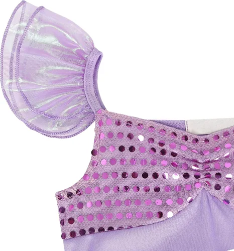 Vista 7 de Eledobby Ariel Dress for Girls Little Mermaid Costume Halloween Princess Mermaids Dress Up Cosplay Brithday Party Outfits
