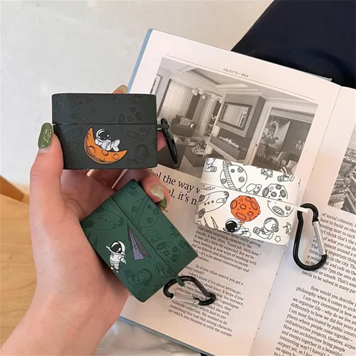 Vista 6 de Funda protectora de silicona suave con diseño de astronauta de diseño bonito compatible con auriculares Sony WF-1000XM4, funda protectora con negro