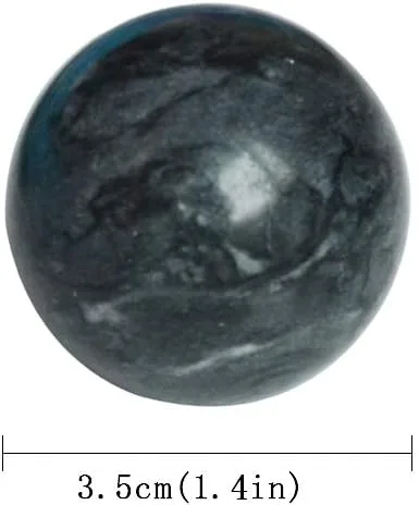 Vista 2 de Bolas de mano naturales de mármol chino de 1.4 in, bolas de estrés para ejercicio de salud negro y gris
