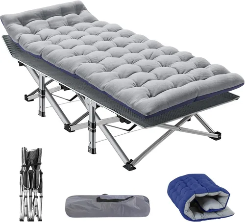 Vista 12 de NAIZEA Catres plegables para adultos, catre plegable con colchón, cama plegable para camping, catre militar portátil, catres de dormir Oxford