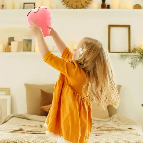 Vista 3 de Lindas almohadas de felpa de frutas para niños, de fresa, súper suaves, para niñas, juguetes (rosa, 7.8 pulgadas/7.9 in) Soft fruit plush pillow
