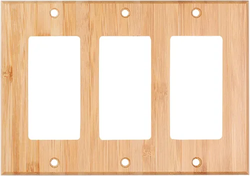 Vista 8 de 10 piezas de placa de interruptor de luz de salida de doble agujero de madera de 4.5 x 2.76 pulgadas, placa de pared de madera cruda, cubierta