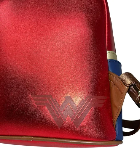 Vista 4 de Loungefly Wonder Woman DC Comics Cosplay - Bolso de hombro con doble correa para mujer, Rojo