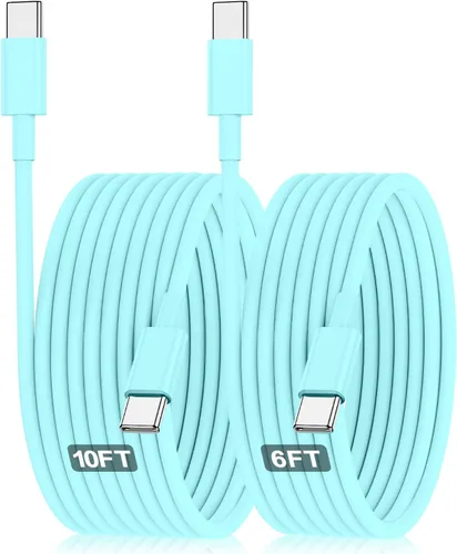 Vista 12 de Hzevn Cable de carga USB C de 60 W para MacBook Pro/Air y iPhone 16/15 Pro Max, certificado MFi 20V/3A, cable de carga súper rápido de 6 pies + 10