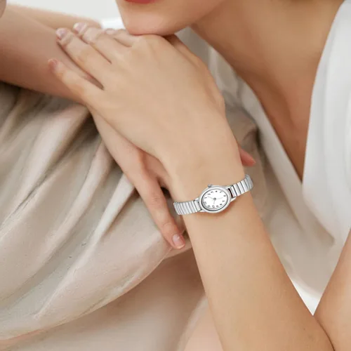Vista 5 de Relojes dorados para mujer, reloj analógico impermeable de lectura fácil para mujer con banda de expansión de acero aleado