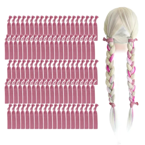 Vista 24 de MEEDEE Paquete de 100 lazos para el cabello, color negro, sin pliegues, nudos suaves para mujeres, sin daño, adecuado para colas de caballo, yoga